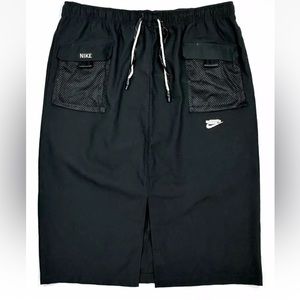 Nike Cargo Skirt Women’s Sz S Black Woven Midi Elastic Waist DM6149-010